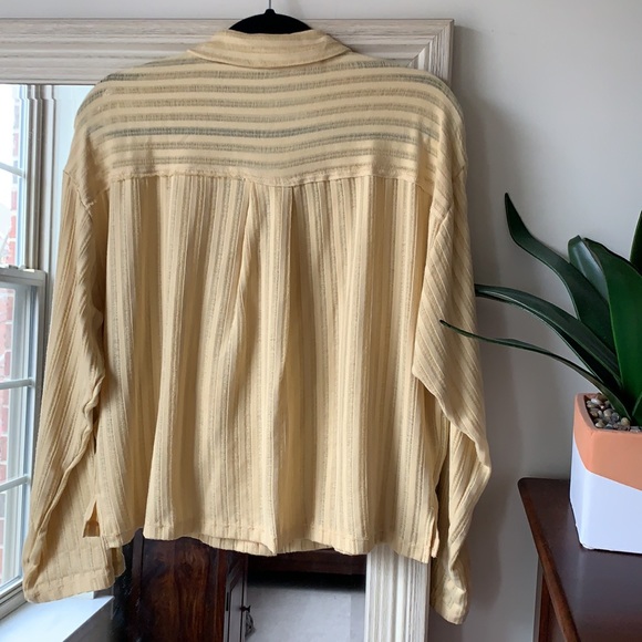 FREE PEOPLE FP Beach yellow knit long sleeve button down shirt (small) ✨ - Picture 5 of 5